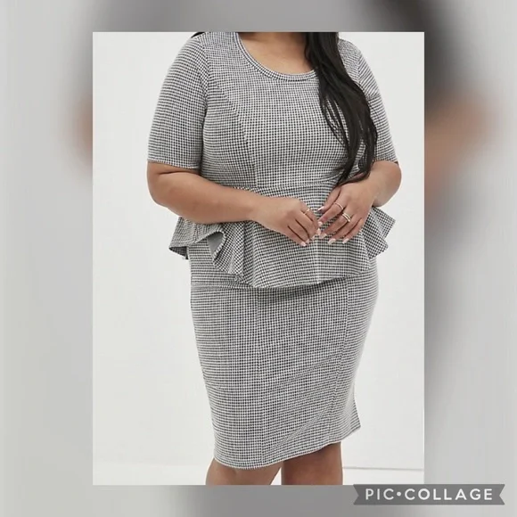torrid peplum dress torrid grey polka dot peplum dress, size: 0 (torrid